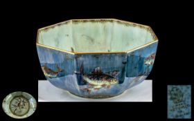 Wedgwood - Superb Hand Painted Lustre Octagonal Shaped Bowl - Date 1920's.