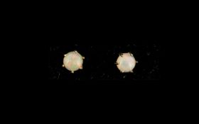 Pair of Opal Solitaire Stud Earrings,