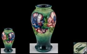 William Moorcroft Signed Tube lined Vase of Tapered Form and Excellent Lustre to Body ' Anemone '