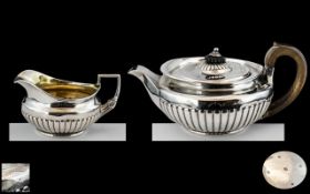 George III - Superb Quality Sterling Silver Teapot and Matching Milk Jug of Solid Construction and