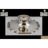 Superb Quality Sterling Silver Capstan - Desk Inkwell of Shaped Square Form. Hallmark Sheffield