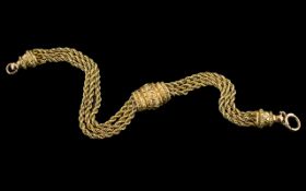 Antique Period - 9ct Gold Superb Quality Triple Strand Weave Rope Design Bracelet with Sliding