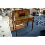 Sheraton Rival Serpentine Fronted Ladies Writing Desk, in walnut and mahogany veneers,