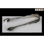 William IV Well Made Pair of Superior Sterling Silver Sugar Tongs - Heavy Silver Gauge.