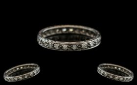 Platinum Diamond Set - Full Eternity Ring. Marked Platinum to Outer Shank Ring Size L - M.