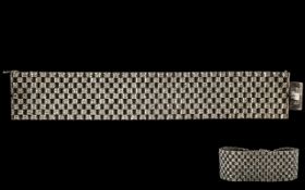 A Superb Mid 20th Century Sterling Silver Wide Banded Bracelet with Expensive Design and Superior