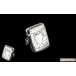 Edwardian Silver Vesta Case with Heart Shaped Cartouche.