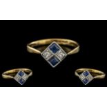 18ct Gold and Platinum Set Art Deco 1930's Exquisite and Petite Sapphire and Diamond Set Cocktail