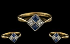 18ct Gold and Platinum Set Art Deco 1930's Exquisite and Petite Sapphire and Diamond Set Cocktail