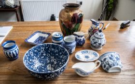 Box of Assorted Blue & White Porcelain & China,