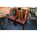 Two Chippendale Style Walnut Stand Chairs, drop in seats.