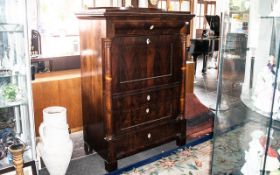 French Empire Style Antique Mahogany Fall Down Front Escritoire With a Fitted Interior and 3 Drawers