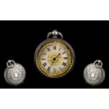 Antique French Ladies Silver Fob Watch With a Finely Engraved Case,
