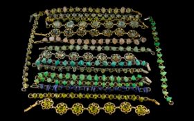 A Good Collection of ( 17 ) Stone Set Bracelets, Various Designs / Stones.