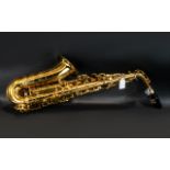 A Pro Sound Jazz 2 Saxophone, gilt metal with mother of pearl key button inlays. Serial No. 840003.