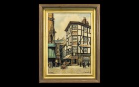 Original Oil on Board of a Late 19th Century Manchester Street Scene.