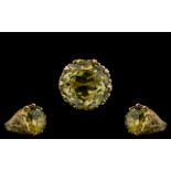 9ct Gold - Pleasing Large and Impressive Single Stone Golden Beryl Set Ring,