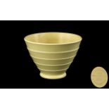 Keith Murray Wedgwood Art Deco Period Conical Shaped Moonstone Vase, In Pale Yellow Colour way,
