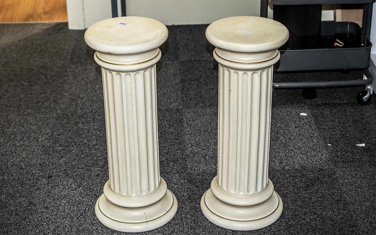 Matching Pair of Pottery Pedestals of Corinthian Form, a classical Roman style, approx. 24 inches
