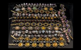 A Good Collection of Vintage Stone Set Bracelets ( 16 ) in Total. Various Designs / Stones.