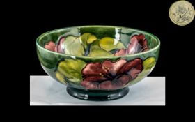 William Moorcroft Hand Painted - Tube lined Footed Bowl, Early Version of Hibiscus Design,