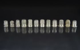 Good Collection of Antique and Vintage White Metal Thimbles, twelve in total, various maker/