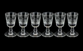 Waterford - Fine Quality Cut Crystal Set of Six Liqueur Glasses ' Diamond ' Pattern.