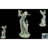 Lladro - Hand Painted Porcelain Figure ' Golfer ' Model No 4824. Issued 1972 - Retired. Height 10.