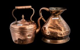 A Copper Kettle and a Beer Measuring Harvest Jug (1 gallon).