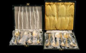 Oneida Gold Plated Box of ( 6 ) Teaspoons, Together with 1 Box of ( 6 ) Coffee Spoons.( 2 ) Boxes In