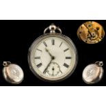 English Lever Key-Wind Sterling Silver Open Faced Pocket Watch - Heavy.