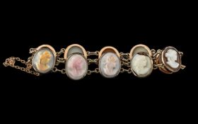 Antique 9ct Gold Cameo Bracelet, Antique Bracelet Set In 9ct Gold, Beautiful Quality,