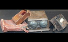 Leather Cased Amp Meter, motorists warning lamp in leather case,