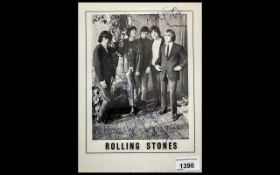 The Rolling Stones - All Five Autographs on 1960s picture - Brian Jones, Bill Wyman, Charlie Watts,