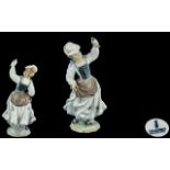 Lladro - Hand Painted Porcelain Figure ' Girl and Sparrow ' Model No 4758. Issued 1971 - 1979.