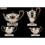 Arts And Crafts Design Superior Quality Sterling Silver ( 4 ) Piece Tea Service.