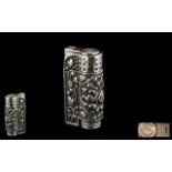 Silver Austrian Lighter. Silver Lighter Highly Decorated Throughout In Flowers and Foliage.
