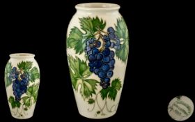 Moorcroft - Modern Collectors Club 1987 Exclusive Hand Painted Tube lined Vase ' Grape Vine '