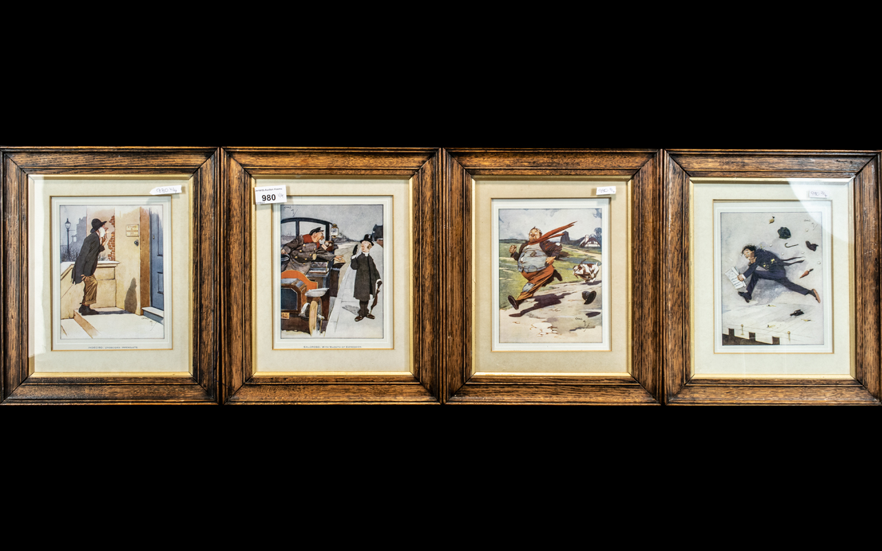 Collection of Four Framed Cartoon Character Prints, by Chas H.
