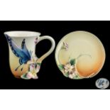 Franz - Fine Porcelain Signed and Hand Painted ' Sweet Pea ' and Butterfly Sandwich Set.