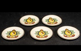 ( 5 ) x Queens Head Order of the Garter Round Dishes - 1961, Printed In French. Nice Collection.