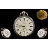 Victorian Period Sterling Silver Key-wind Open Faced Pocket Watch, Fusee Driven Movement.