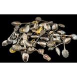 Bag Containing A Quantity Of Souvenir Spoons Including Silver, Plate, Pewter, and Caithness.