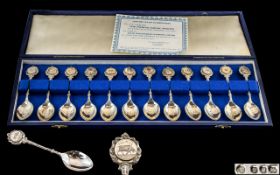 John Pinches - Boxed Set of Twelve Sterling Silver Zodiac Spoons In a Ltd Edition,