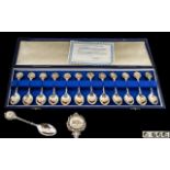 John Pinches - Boxed Set of Twelve Sterling Silver Zodiac Spoons In a Ltd Edition,