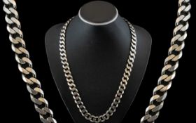 A Vintage - Good Quality Sterling Silver Curb Necklace / Chain.