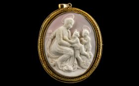 A Grand Tour Oval Shaped Cameo of Large Size of Extremely Fine Quality Carving,