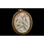 A Grand Tour Oval Shaped Cameo of Large Size of Extremely Fine Quality Carving,
