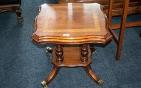 Reproduction Small Centre Table with an inlaid square top, supported on turned legs,