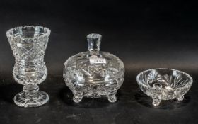 A Waterford Irish Crystal Lidded Trinket Pot and small dish. Both with original labels.